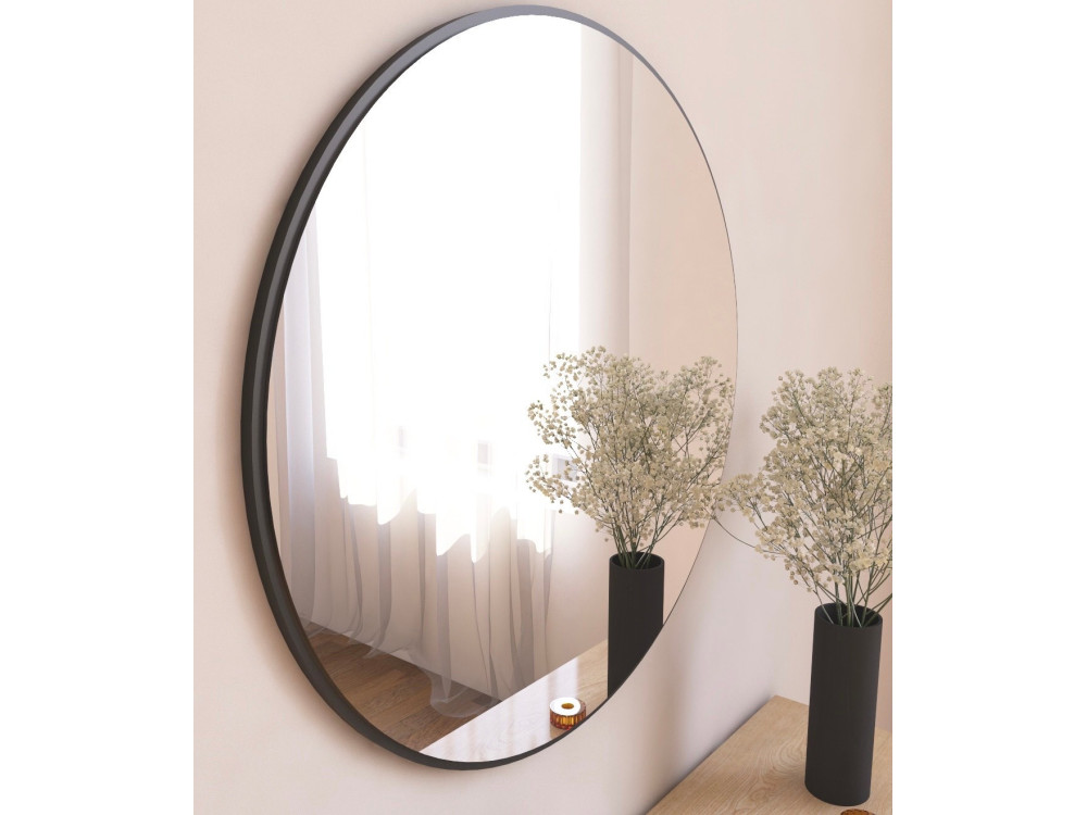 Espejo de madera "Ozze" - 60 x 60 cm - Negro