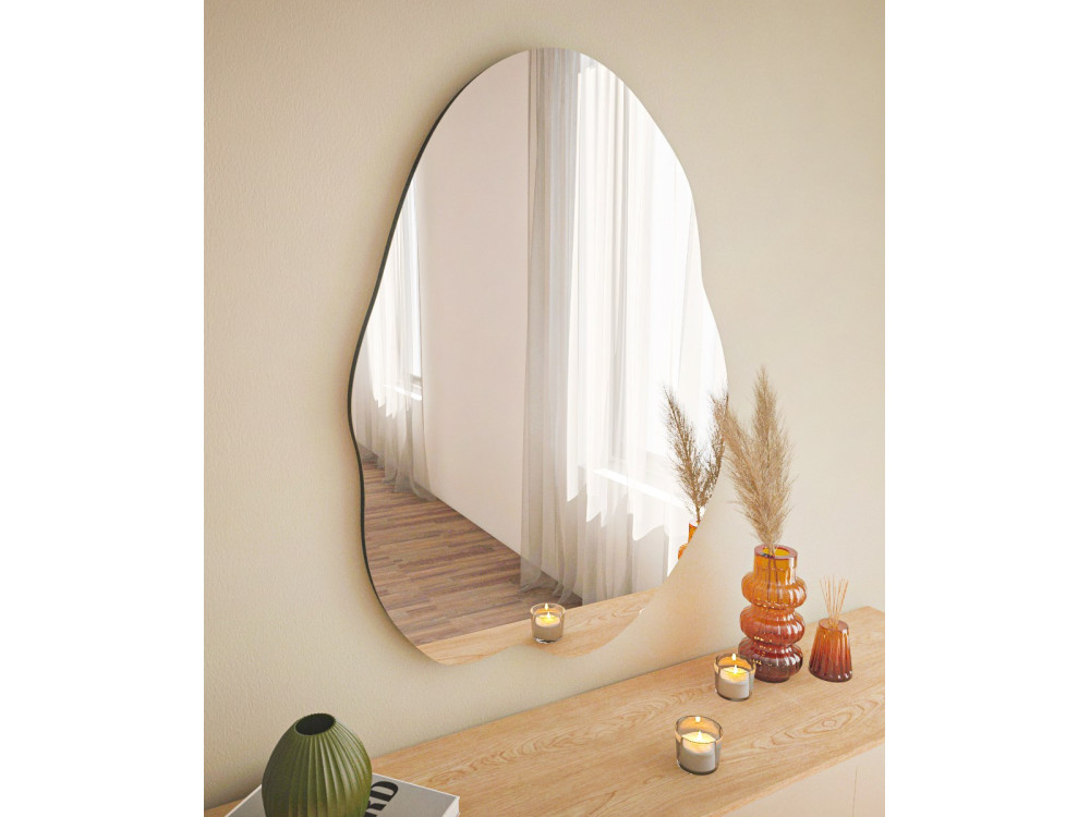 Espejo de madera "Ohho" - 60 x 85 cm - Negro