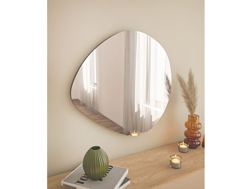 Espejo de madera "Besso" - 60 x 60 cm - Negro