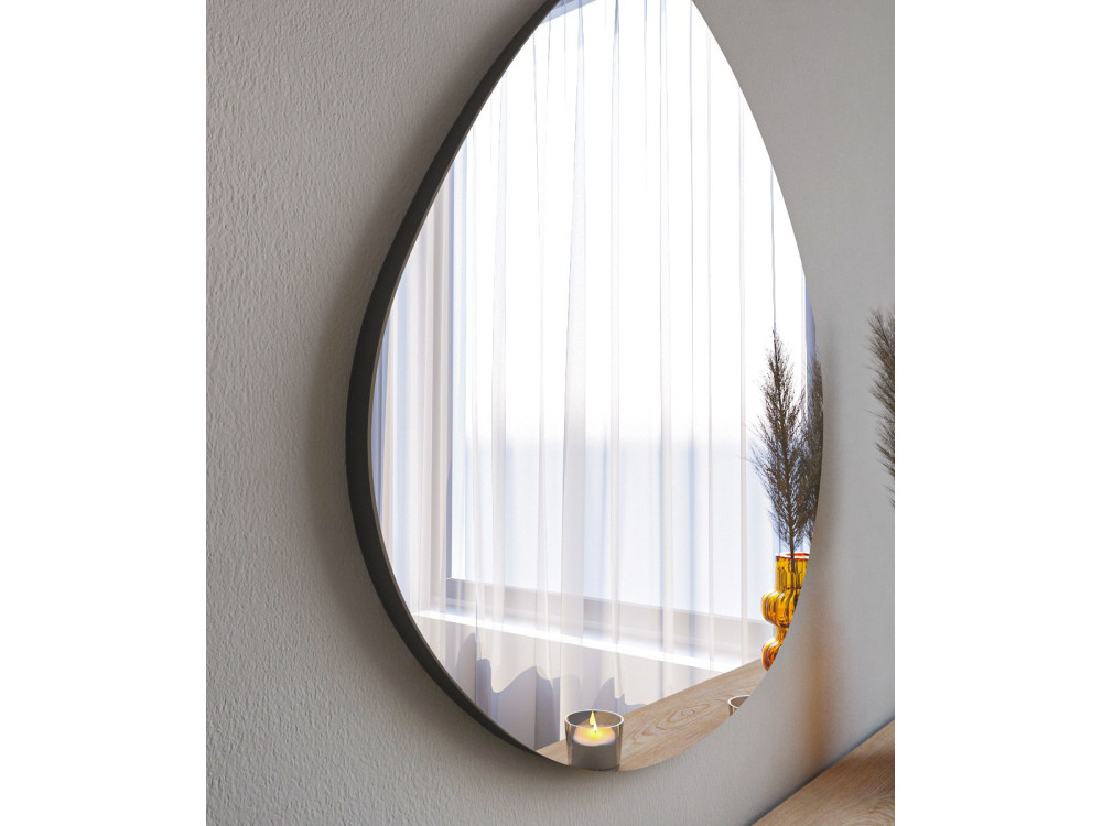 Espejo de madera "Besso" - 60 x 60 cm - Negro