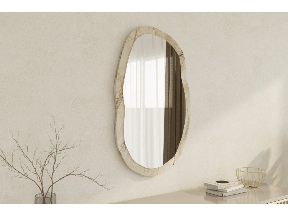 Espejo de madera "Lossa" - 52 x 86 cm - Beige jaspeado