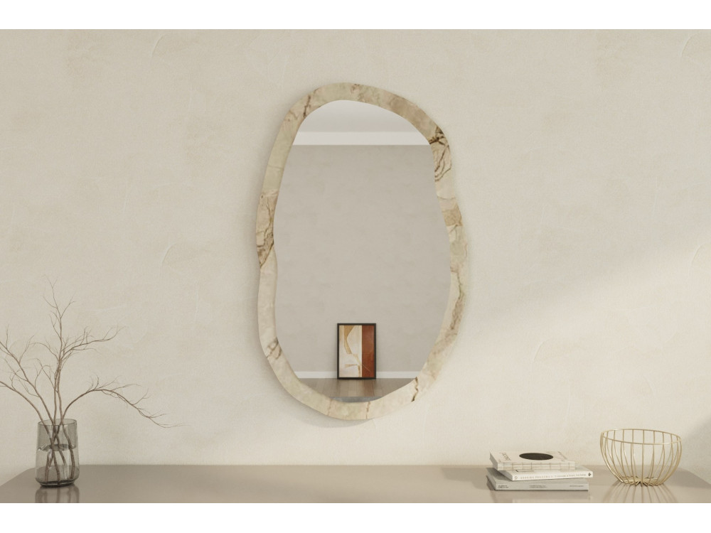 Espejo de madera "Lossa" - 52 x 86 cm - Beige jaspeado
