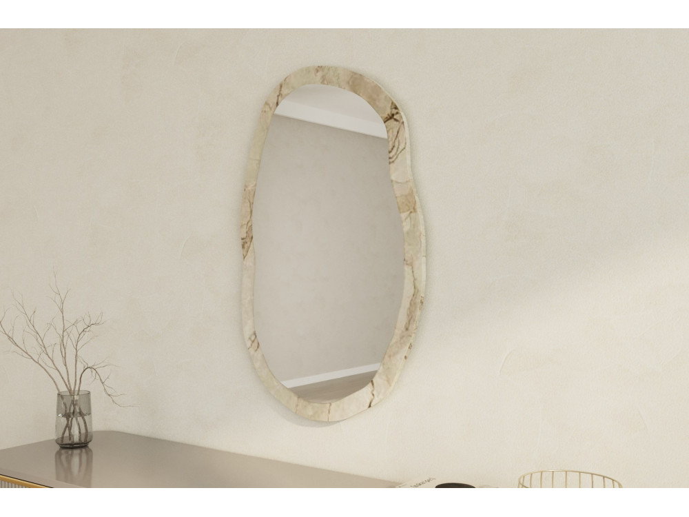 Espejo de madera "Lossa" - 52 x 86 cm - Beige jaspeado