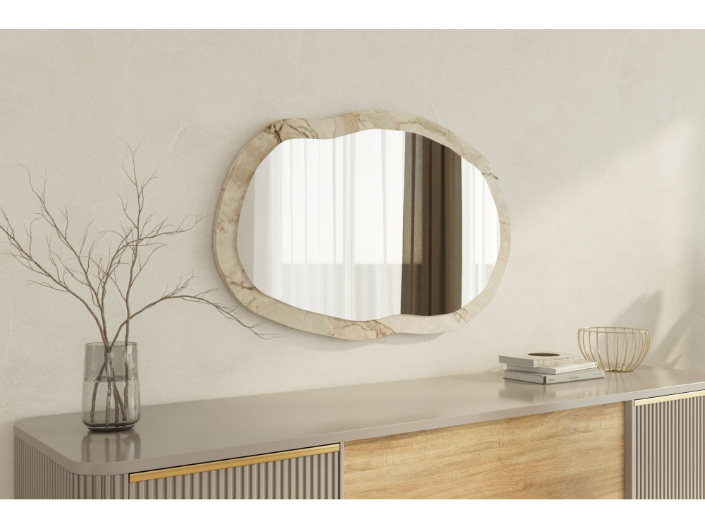 Espejo de madera "Lossa" - 52 x 86 cm - Beige jaspeado