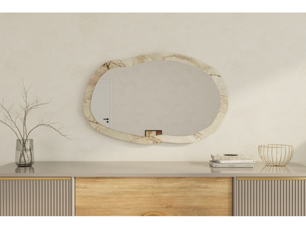 Espejo de madera "Lossa" - 52 x 86 cm - Beige jaspeado