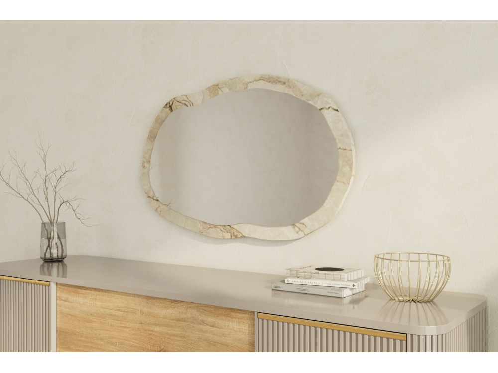 Espejo de madera "Lossa" - 52 x 86 cm - Beige jaspeado