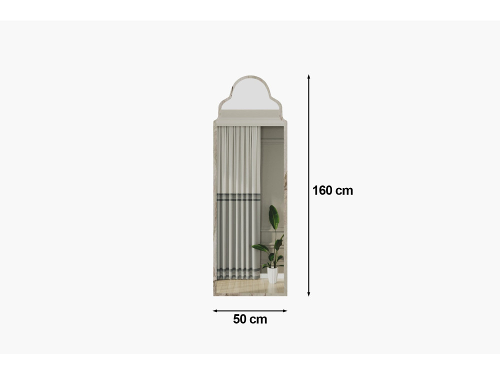 Espejo de madera "Sahmaran" - 50 x 160 cm - Beige