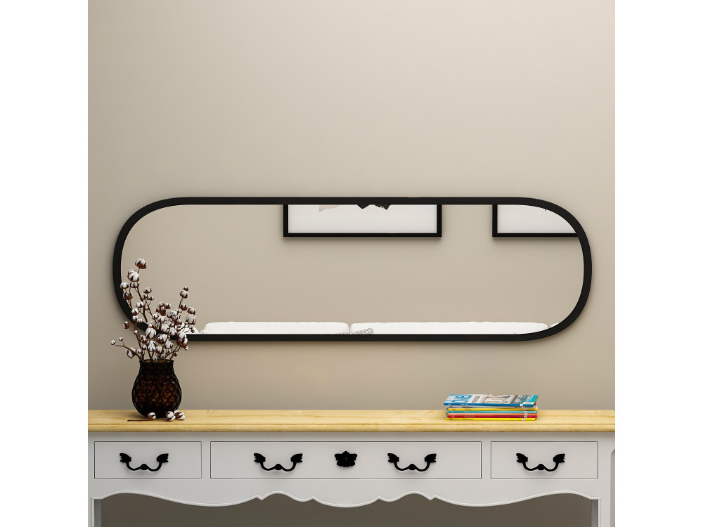 Espejo de madera "Magnum" - 40 x 120 cm - Negro