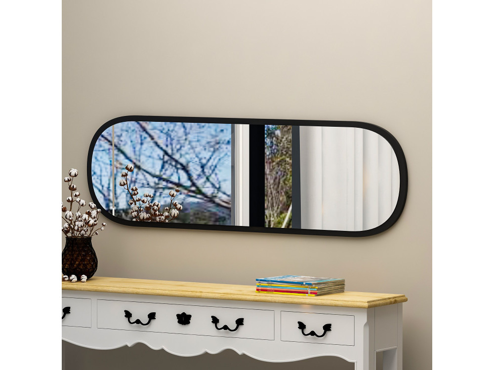 Espejo de madera "Magnum" - 40 x 120 cm - Negro