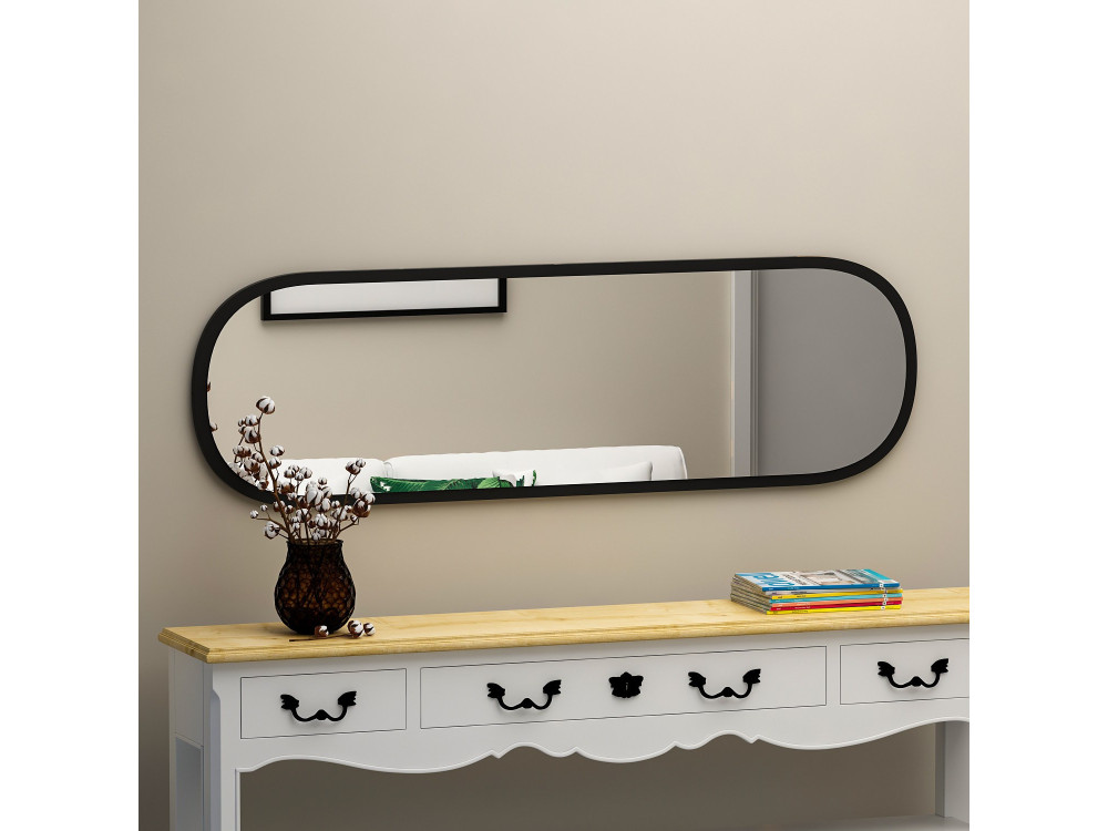 Espejo de madera "Magnum" - 40 x 120 cm - Negro