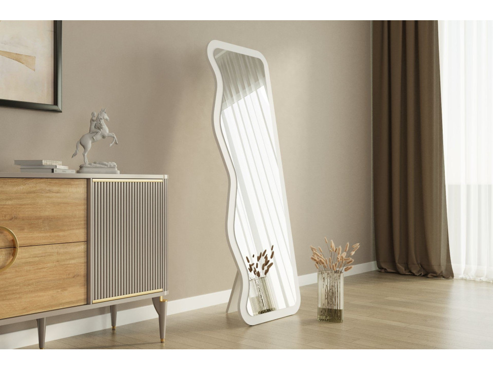 Espejo de madera "Asel" - 50 x 160 cm - Blanco
