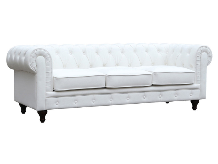 Sofá Chesterfield "Aliza"  3 plazas - Blanco