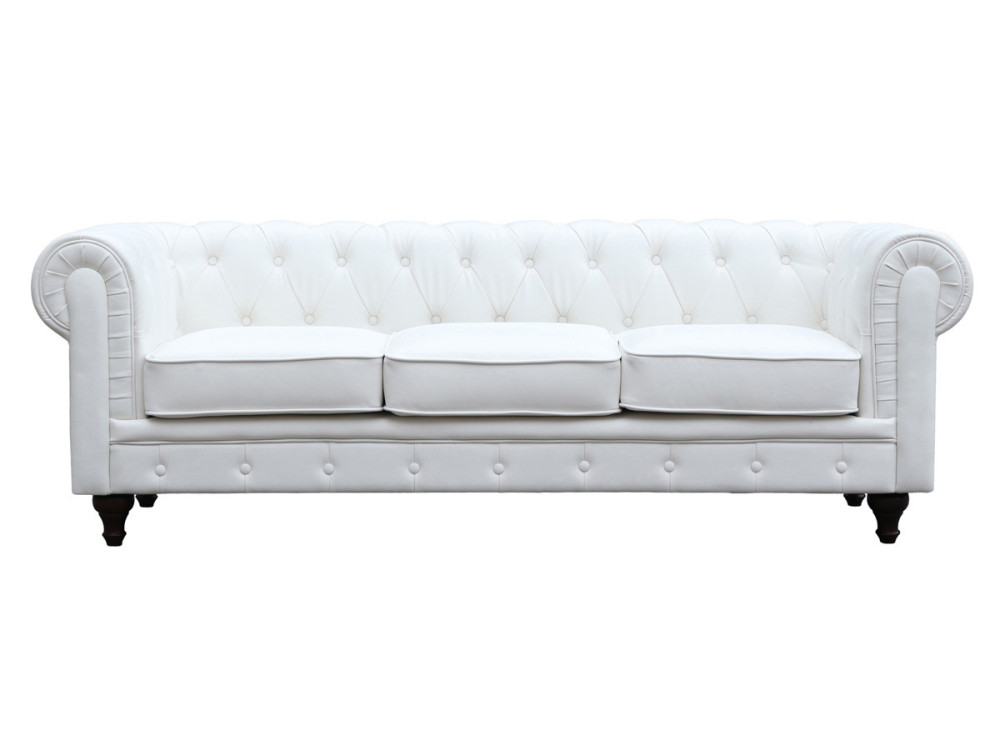 Sofá Chesterfield "Aliza"  3 plazas - Blanco