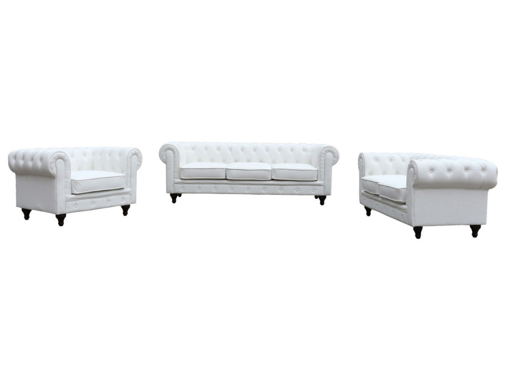 Sofá Chesterfield "Aliza"  3 plazas - Blanco