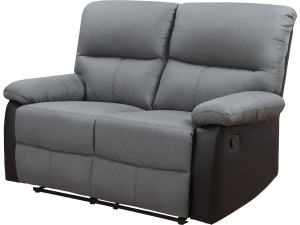 Sofá reclinable 2 plazas "Lincoln" - Negro/Gris oscuro