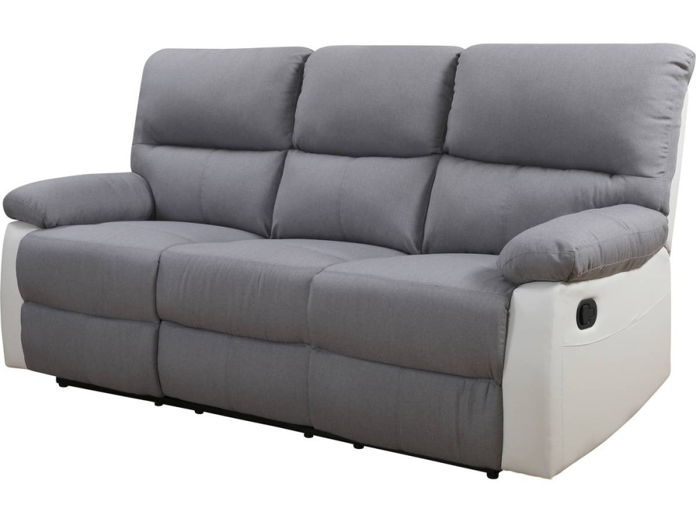 Sofá reclinable 3 plazas "Lincoln" - Blanco/ Gris claro