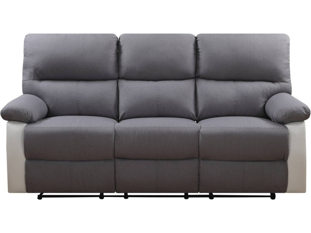 Sofá reclinable 3 plazas "Lincoln" - Blanco/ Gris claro