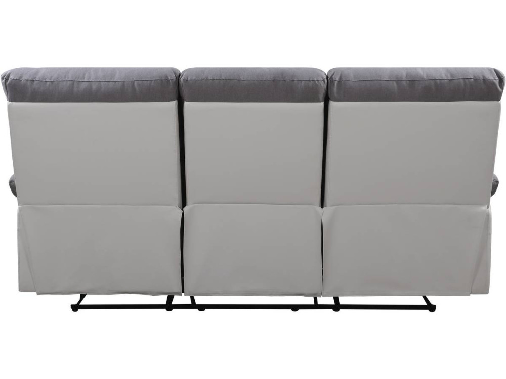 Sofá reclinable 3 plazas "Lincoln" - Blanco/ Gris claro