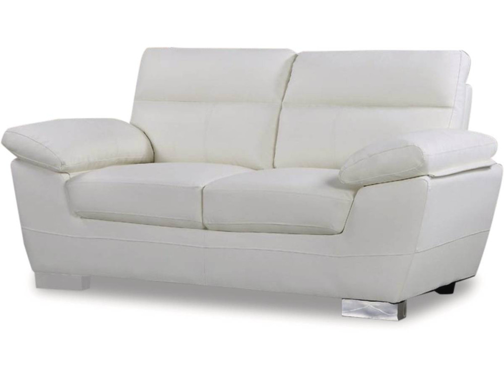 Sofá cuero reconstituido/PVC "Dallas" - 2 plazas - Blanco