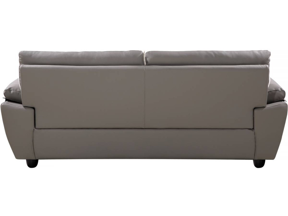 Sofá cuero reconstituido / PVC Dallas - 3 plazas Gris/Blanco