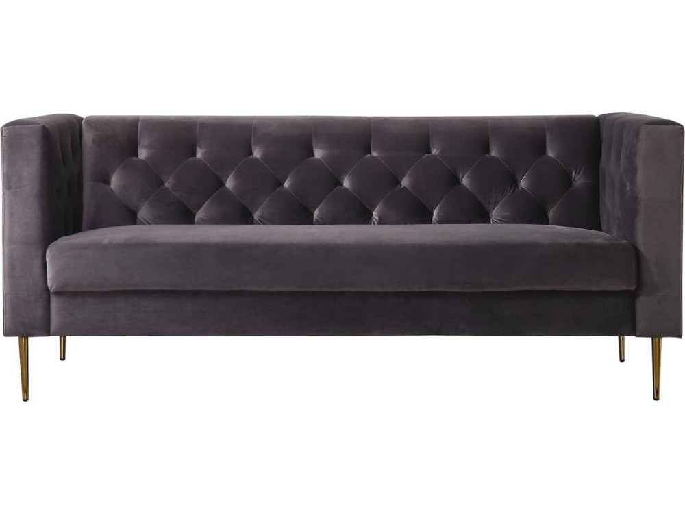 Sofá terciopelo "Bruce" - 3 plazas - Gris