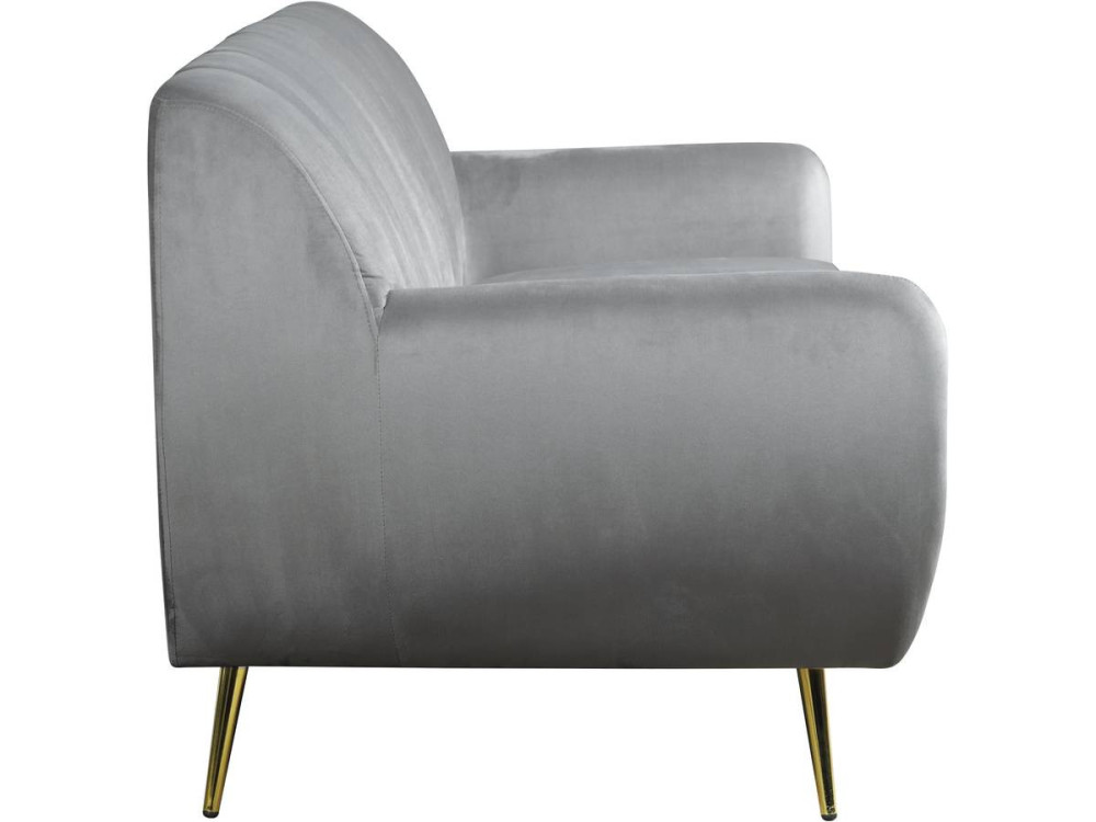 Sofá terciopelo "Evans" - 195 x 84 x 82 cm - 3 plazas - Gris