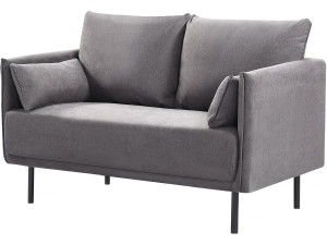 Sofá de tela "Rudy - 132 x 78 x 88 cm - 2 asientos - Gris oscuro