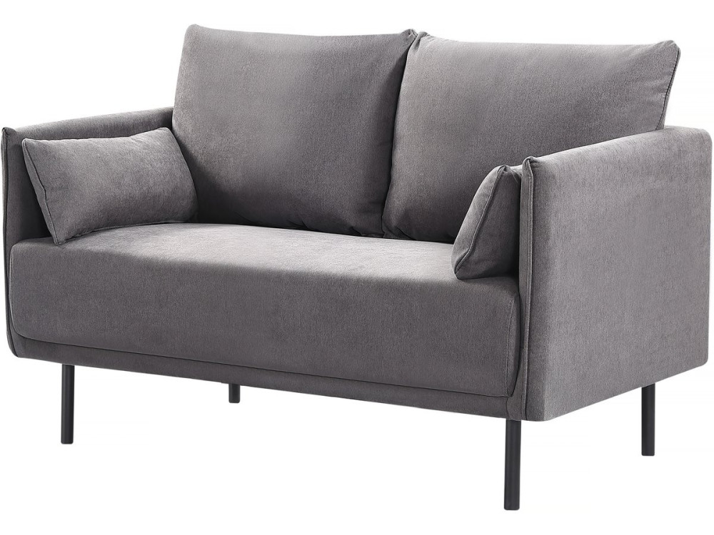 Sofá de tela "Rudy - 132 x 78 x 88 cm - 2 asientos - Gris oscuro