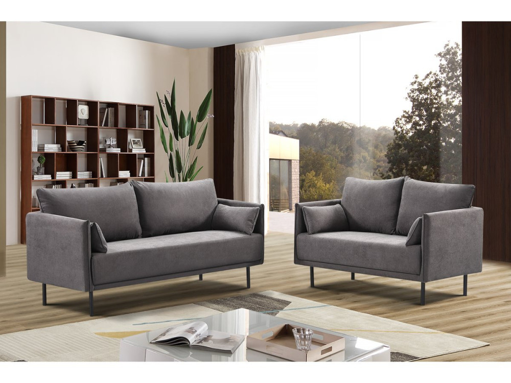 Sofá de tela "Rudy" - 180,5 x 78 x 52 cm - 3 asientos - Gris oscuro
