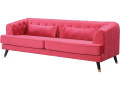 Sofá de terciopelo "Gloria" - 216 x 86 x 76 cm - 3 plazas - Rojo - Rojo