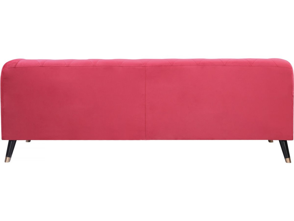 Sofá de terciopelo "Gloria" - 216 x 86 x 76 cm - 3 plazas - Rojo