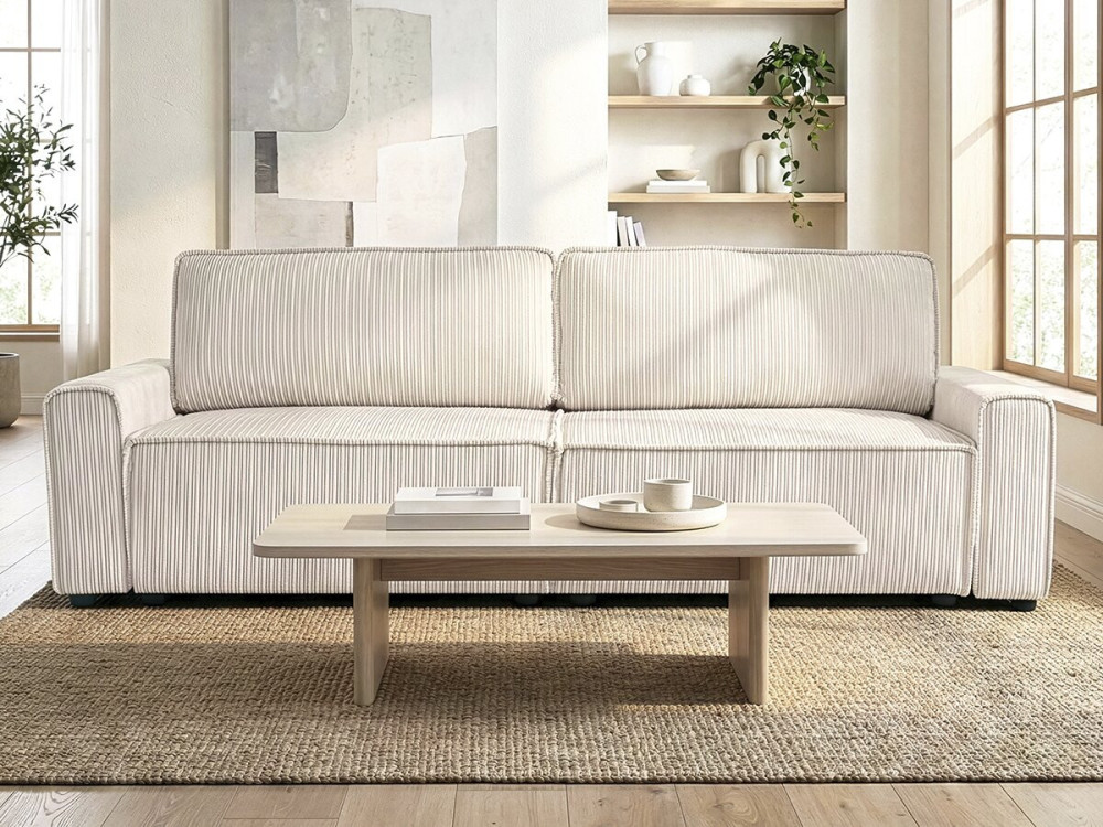 Sofá cama de pana "Montaigne" - 3 plazas - Beige