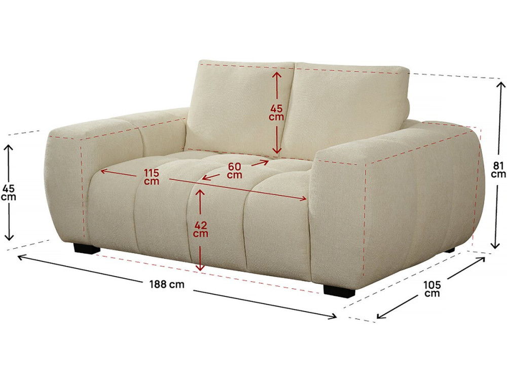 Sofá de chenilla “Cambon” – 2 plazas – Beige