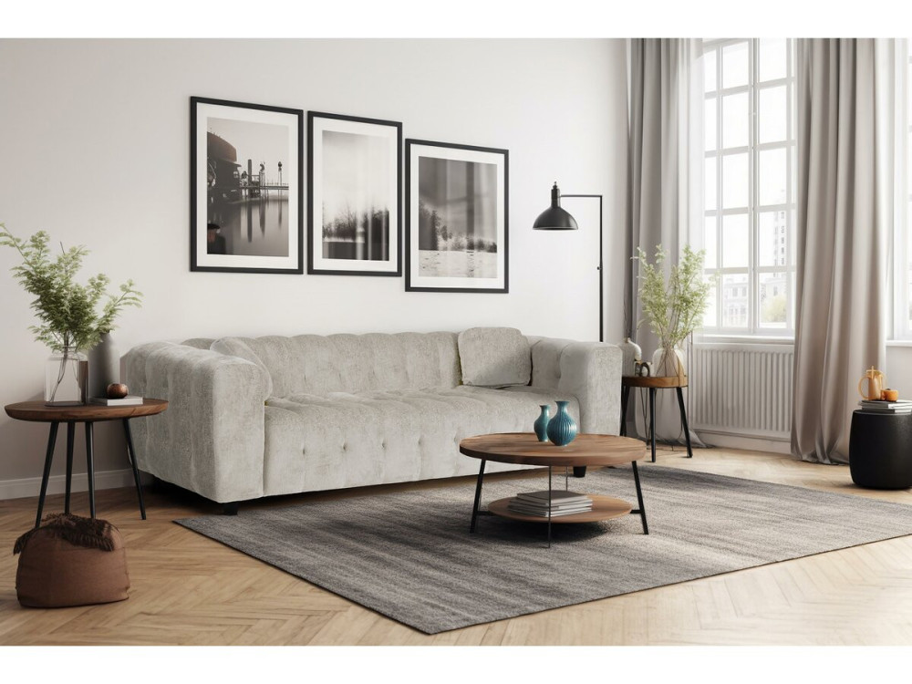 Sofá recto de chenilla "Vendome" - 3 plazas - Beige