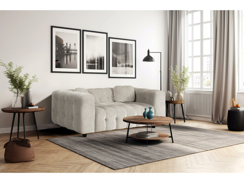 Sofá recto de chenilla "Vendome" - 2 plazas - Beige