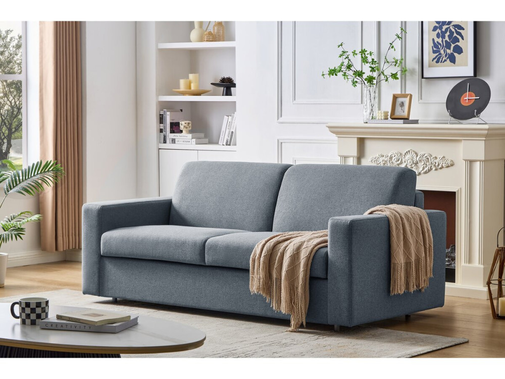 Sofá cama convertible express "Diana" de tela - Cama de 140 cm - 3 plazas - Gris