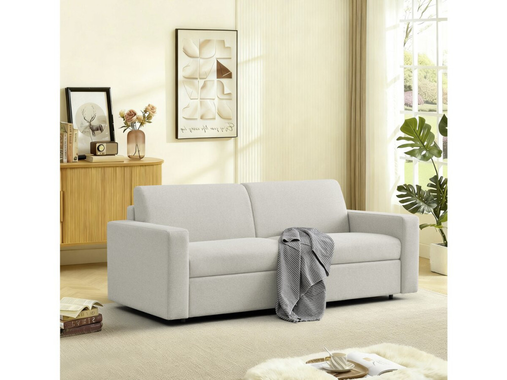 Sofá convertible Express "Diana" de tela - Zona de descanso de 140 cm - 3 plazas - Beige