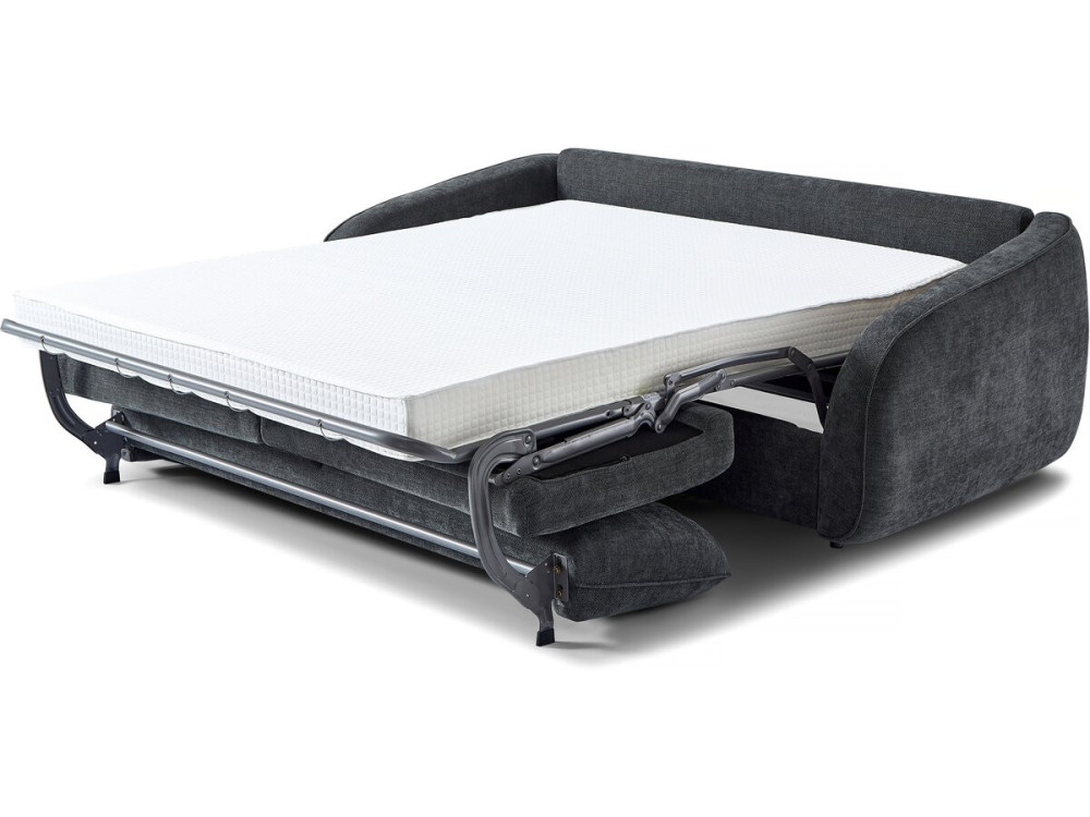 Sofá cama exprés "Laurie" en tejido texturizado - Cama de 140 cm - 3 plazas - Gris