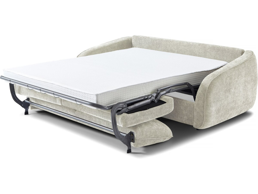 Sofá cama exprés "Laurie" en tejido texturizado - Cama de 140 cm - 3 plazas - Beige