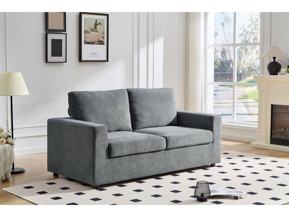 Sofá convertible Express "Elena" de tela - 3 plazas - Zona de descanso de 140 cm - Gris
