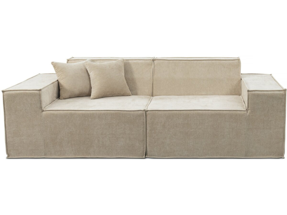 Sofá modular recto de 3 plazas en tejido texturizado "Lusso" - Beige