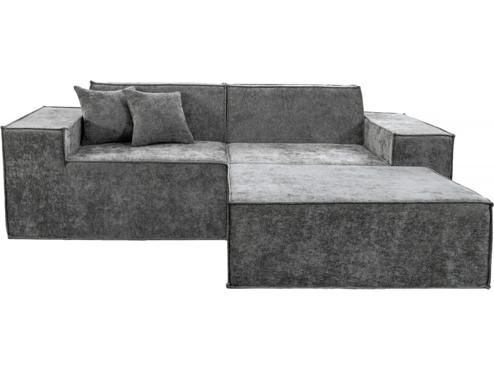 Sofá modular recto con otomana en tela texturizada "Lusso" - 3 plazas - Gris