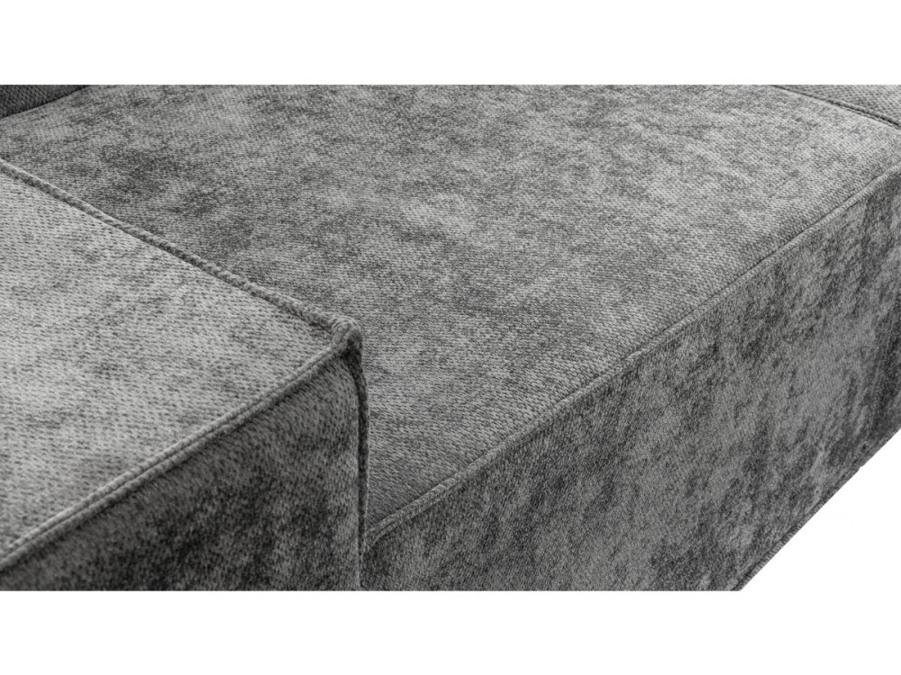 Sofá modular recto con otomana en tela texturizada "Lusso" - 3 plazas - Gris