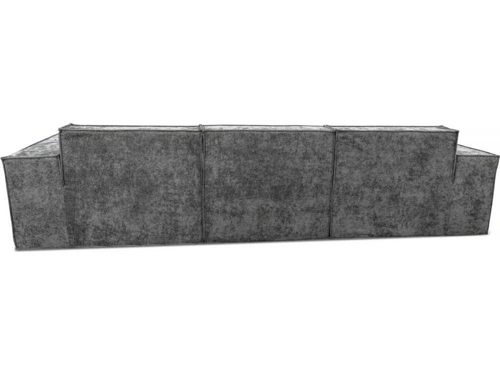 Sofá modular recto con otomana en tela texturizada "Lusso" - 4 plazas - Gris