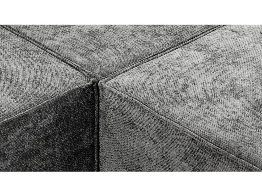 Sofá modular recto con otomana en tela texturizada "Lusso" - 4 plazas - Gris
