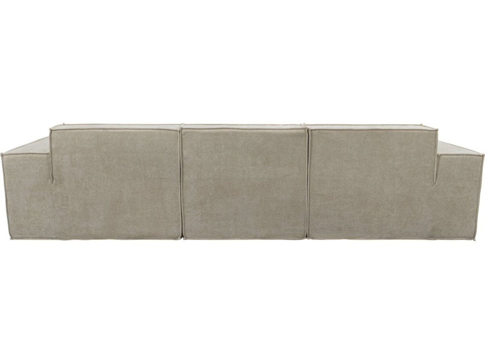 Sofá modular recto con otomana en tela texturizada "Lusso" - 4 plazas - Beige