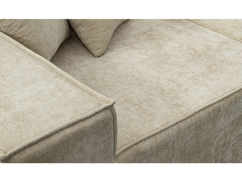 Sofá modular recto con otomana en tela texturizada "Lusso" - 4 plazas - Beige