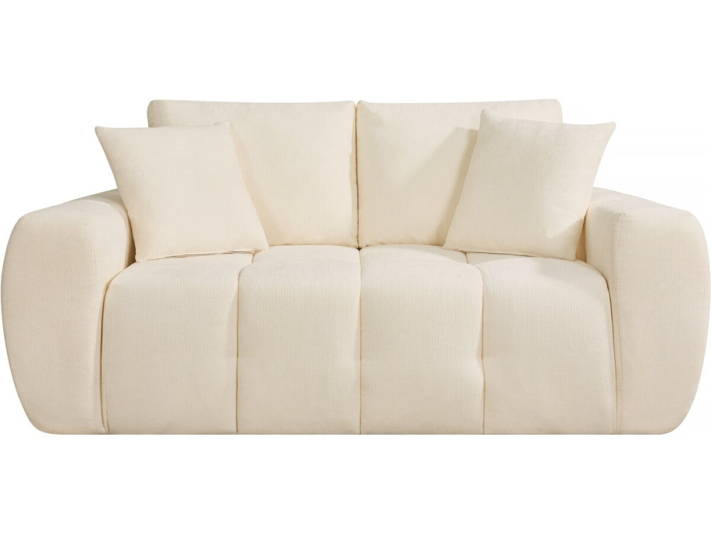 Sofá recto "Léonie" en tejido burbuja - 2 plazas - Beige