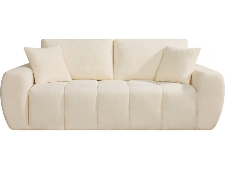 Sofá recto "Léonie" en tejido burbuja - 3 plazas - Beige
