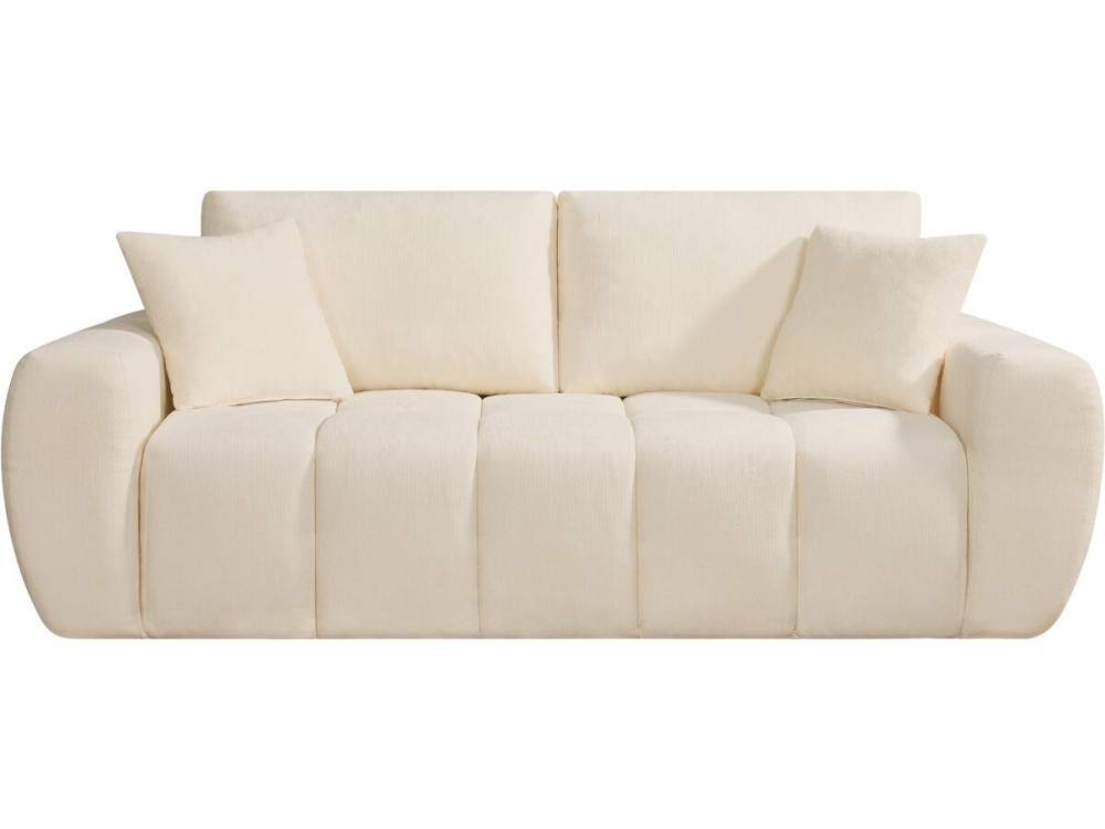 Sofá recto "Léonie" en tejido burbuja - 3 plazas - Beige